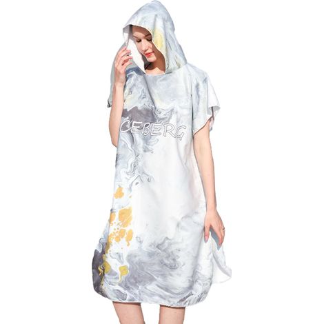 Peignoir de plage à capuche, poncho de bain double face en peluche avec fermeture éclair, peignoir de plage pour se changer après le surf (1/5)