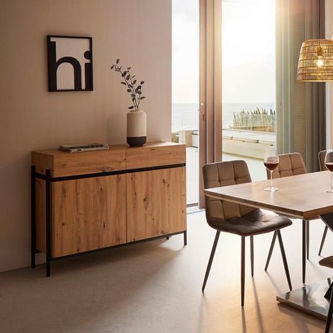 Mömax Sideboard Jasmina Eichenfarben/Schwarz MDF (1/5)