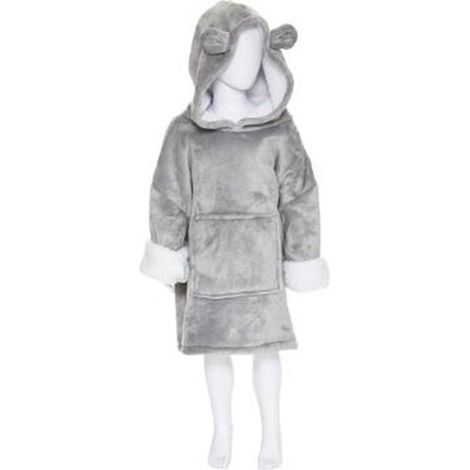 Plaid Sweat Capuche Enfant Ours 60x95cm Gris (1/3)