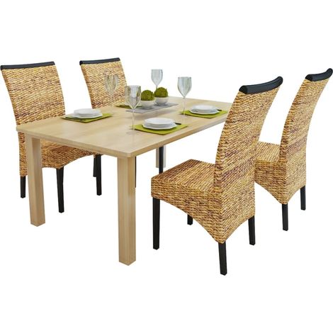 Chaises à manger lot de 4 bois solide de manguier et abaca vidaXL