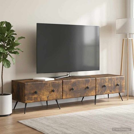 Meuble TV Chêne fumé 147 x 34,5 x 30 cm Bois d'ingénierie vidaXL (1/5)