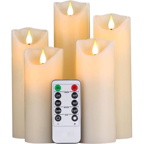 Bougies LED - Bougies sans flamme avec flamme LED vacillante tactile - avec télécommande - Lot de 5 (1/5)