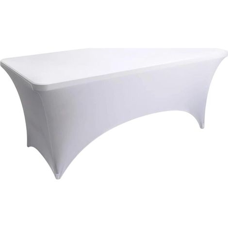 Nappe de Table Extensible Rectangulaire Lavable Élastique Spandex Table Cocktail Classic pour Bar Table de Banquet de Cocktail de Mariage Décoration (Blanc,6FT:183x75x75cm)