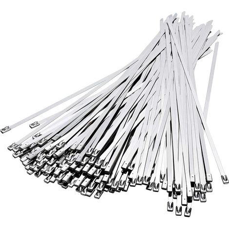 Collier De Serrage En Acier Inoxydable - 100 Pièces - 300 mm × 4,6 mm - Pour Fixation De Câbles, Tuyaux, Clôtures Et Stores (1/4)