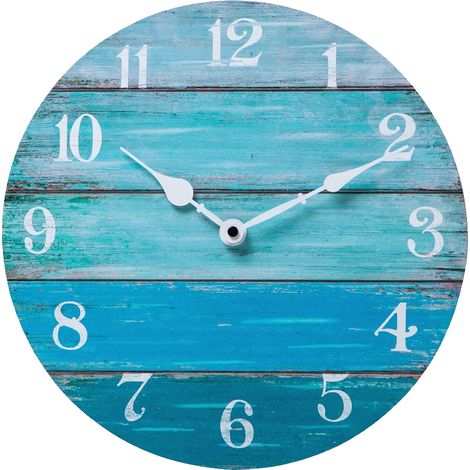 1 Horloge murale, mouvement quartz silencieux, cadran paysage plage, bois fibre, salon cuisine chambre bureau (1/5)