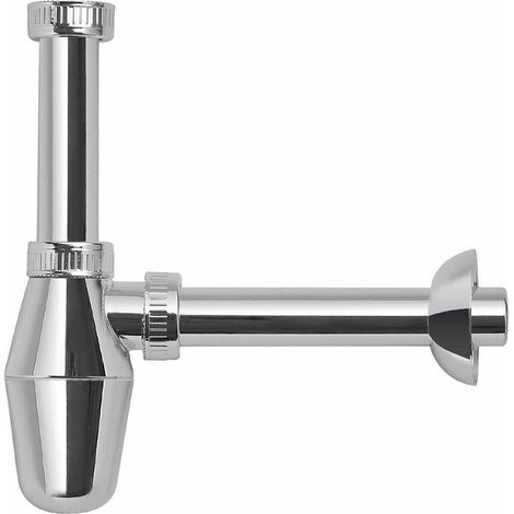 Schläfer 4396115 Sifone in Abs 1 1/4 Cromato, Sifone a Bottiglia per lavabo e Bidet, Scarico Lavandino Universale, Sifone in Plastica Antiodore Cromo, Tubo Scarico Muro diam 32 mm. (1/5)