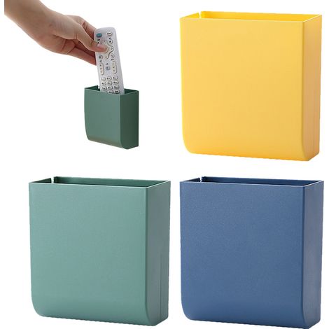 Boîte De Rangement Murale Autocollante - 9 X 5 X 10 Cm - Pour Télécommandes Et Objets Courants - Lot De 3 (1/5)