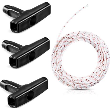 1 Kit - Corde De Démarrage - Poignée De Lanceur - Nylon Résistant Pour Tondeuse Et Débroussailleuse - Noir - 10m x 3mm (1/5)