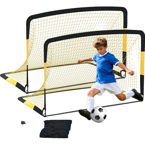 Juego de porterías de fútbol, ​​diseño portátil, accesorios de entrenamiento completos, juego amarillo (1/2)
