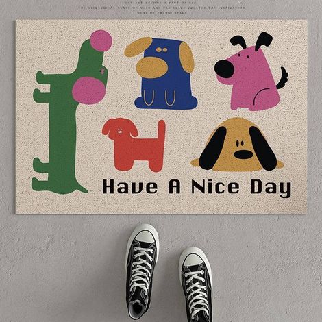Tapis d'entrée au style fantaisiste et décalé, découpe personnalisable, antidérapant et couvrant toute la surface pour enlever la boue et la saleté à l'entrée, tapis à boucles, tapis Pat' Patrouille, (1/5)