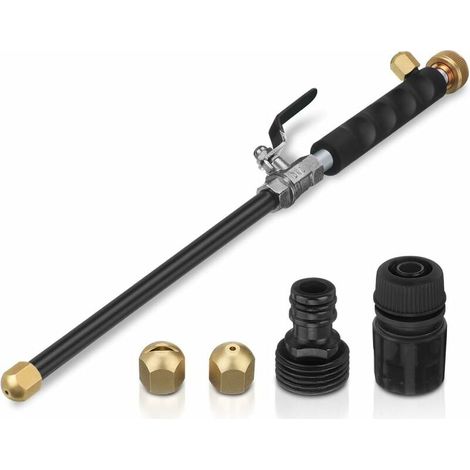 Hochdruck-Wasserstrahl-Spritzpistole Autowaschanlage Hochdruckreiniger-Lanze mit Standard-Messing-Gartenschlauch-Endplatte 2 Messing-Autofensterdüsen (1/5)