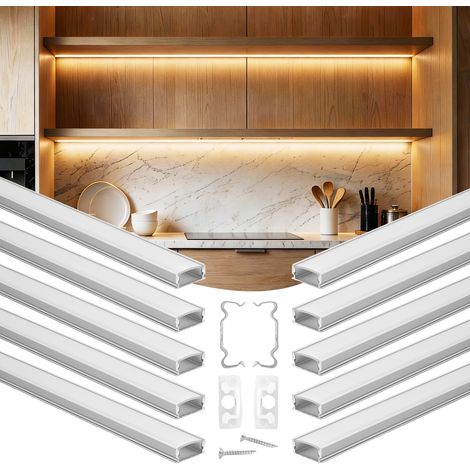 VEVOR Paquete de 10 perfiles de aluminio de 2 m, tapa para leche, tapas, clips de montaje, fácil instalación, forma de U, 2 m (1/2)