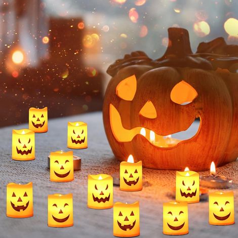 LED Halloween Bougies Pilier, Lanterne Halloween, Décorations de Table (1/5)