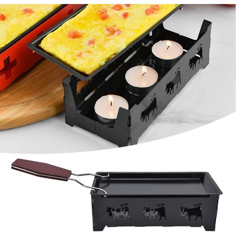 Grill à Raclette Mini Rectangulaire avec Poignée Noire - Ustensile de Cuisson pour Fondue