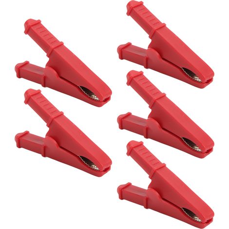 Lot de 5 Pinces de Test Électrique Mini, Conductivité Élevée, Résistance à la Corrosion, Clips de Mesure Rouges pour Électronique (1/5)