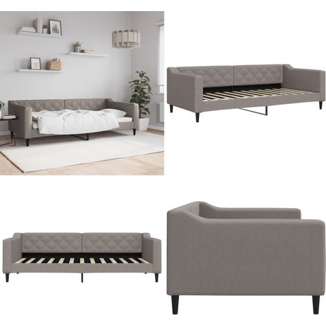 Lit de repos sans matelas taupe 90x200 cm tissu - Lit de jour - Canapé (1/5)