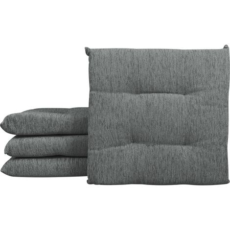 Set 4/6 Cuscini Sedia Cucina Effetto Lino Lacci Cuscino 4 Punti Comodi Prodotto Italiano Grigio - 4 Pezzi (1/3)