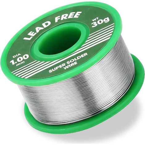 étain de Soudure 1 mm, 30 g, Sn99.3%, Cu0.7%, Avec Noyau de Colophane (1/5)