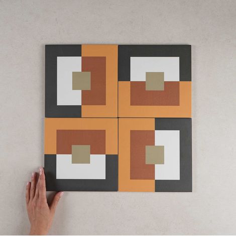 Carrelage grès cérame effet carreau ciment BAUHOME PUNKT WARM 20x20 cm Marron - Mat - boîte de 1 m2