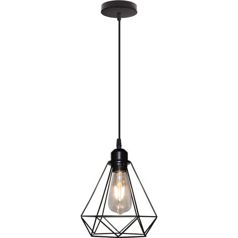Apparecchio Di Illuminazione A Sospensione, Retrò Lampada Da Soffitto Moderna Lampada A Sospensione Vintage Diamante Lampadario Illuminazione Interna, E27, Nero (1/5)