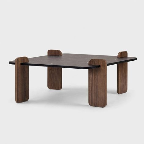 Tavolino da salotto moderno in legno 90x90 cm Marais - Noce (1/4)
