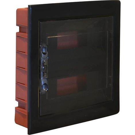 Centralino da incasso 24 moduli con portello fumé e telaio estraibile, nero, 330x420x80 mm, ideale per installazioni elettriche moderne e professionali