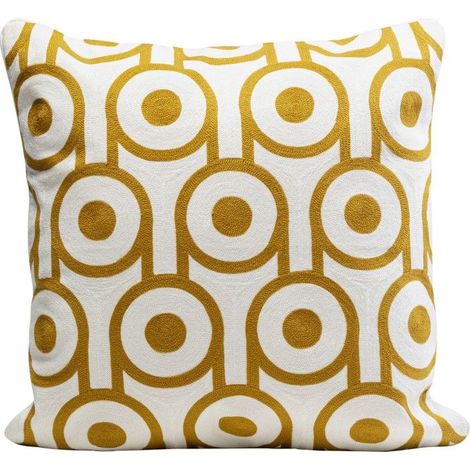 1 coussin décoratif, motif circulaire jaune et blanc, coussin design intérieur, pour canapé ou lit, style contemporain (1/5)