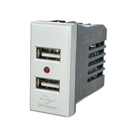 Modulo Caricatore 2 Porte USB 2,1A Silver Compatibile Bticino Axolute SD21760T (1/3)