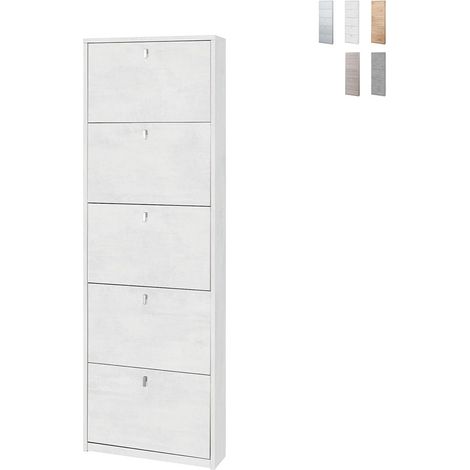 Zapatero estrecho cinco puertas Oxido Blanco 63x18x h190 cm (1/5)