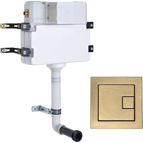 Roper Rhodes In Wall Concealed Cistern and Square Brushed Brass Dual Flush (1/3)