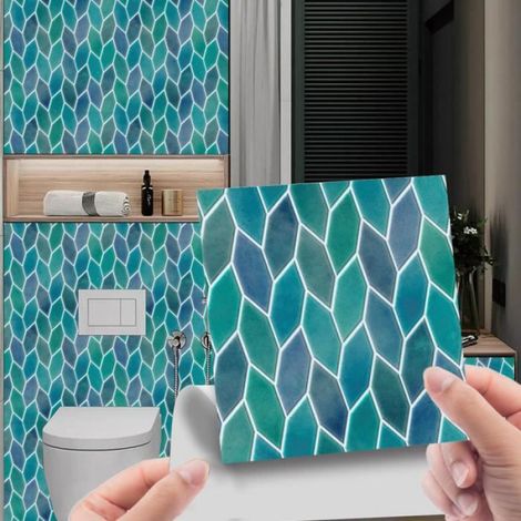Lot de 30 Autocollants carrelage, Motifs géométriques, PVC imperméable, 20x20 cm, Cuisine Salle de bain (1/3)