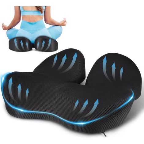 Coussin Chaise, Coussin Orthopédique pour Coccyx, Coussin Voiture, Coussin de Chaise de Bureau, Coussin Coccyx en Mousse à Mémoire de Forme pour Canapé, Bureau et Fauteuil Roulant, Noir (1/5)