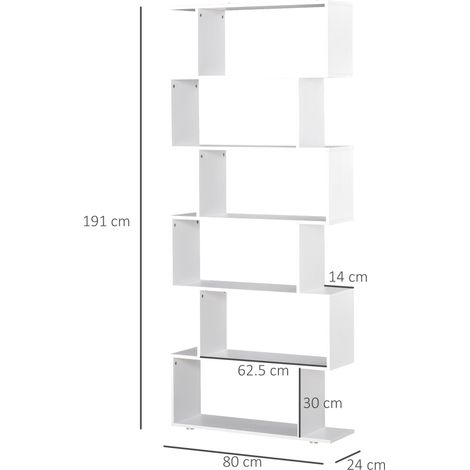 Librería de diseño para oficina, estantería de madera de 80x24x191cm, blanca