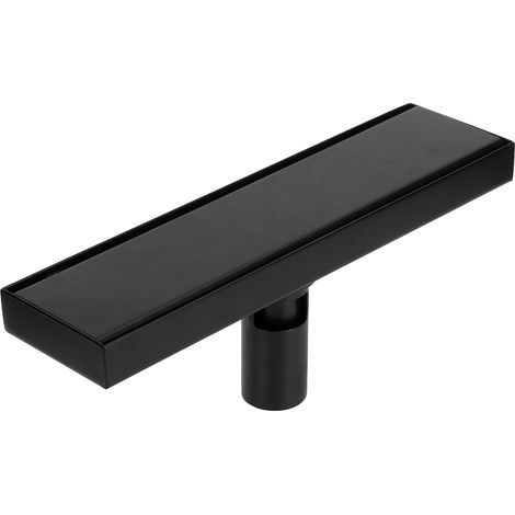 Siphon de sol rectangulaire linéaire en acier inoxydable 304, finition noir mat, 30 cm (1/5)