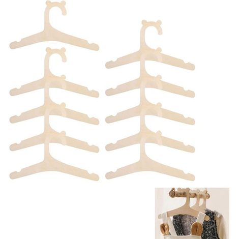 Lot de 10 cintres en bois antidérapants pour vêtements de bébé, cintres en bois pour économiser de l\'espace,CINTRE (1/4)