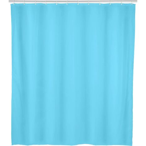 Rideau de douche Zen bleu - hydrofuge, entretien facile, Polyéthylène, 120 x 200 cm, Bleu (1/4)