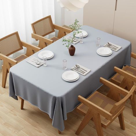 Nappe lavable 140x240cm Gris Rectangulaire Polyester, Résistant aux rayures, Protection contre les taches