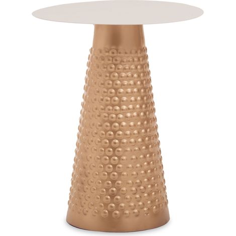 Interiors by Premier White Top Gold Base Side Table, Elegant Hammered Effect Design, Modern Side Table For Living Room (1/5)