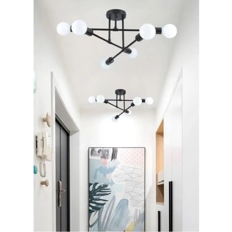 Yowei Lot de 2 Lustre Plafonnier Industrielle Salon Noir,Plafonnier Luminaire Vintage en Fer Suspension Designe Retro pour Salon (1/4)