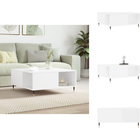 Table basse blanc 80x80x36,5 cm bois d'ingénierie - Table Basse Blanche - Meuble Salon - Table D'appoint - Design Moderne - Rangement Pratique (1/5)
