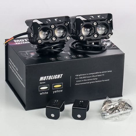 Faro LED para motocicleta, luces de circulación blancas, luces antiniebla ámbar, 4500 lm, resistente al agua IP67, para camión y SUV (1/2)