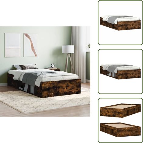 Cadre de lit sans matelas chêne fumé 100x200 cm - Cadre De Lit - Lit Double - Lit Design - Lit Moderne - Lit Coffre (1/5)