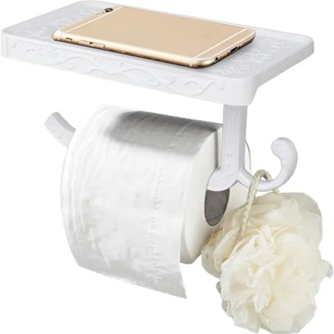 Lot de 2 porte-serviettes en aluminium style rétro pour salle de bain, WC, chambre ou séjour - Modèle B, finition argentée, support papier toilette mural robuste. (1/5)