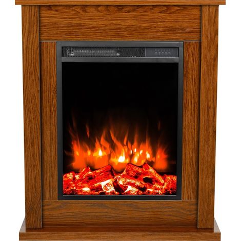 Insert électrique avec manteau POKER 750-1500W, 74x88x20cm chêne (1/2)