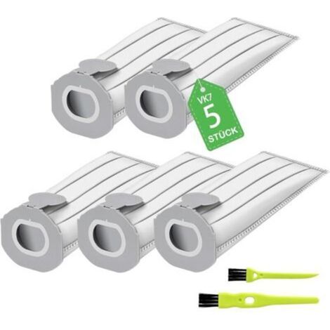 Confezione da 5 sacchetti compatibili per Folletto VK7S VK7 FP7S FP7, sacchetto filtro di ricambio per Kobold VK7 Accessori per sacchetti filtro (5 pezzi)