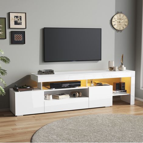 mobile contenitore 192 cm TV LED bianco lucido elegante HAVRYA (1/5)