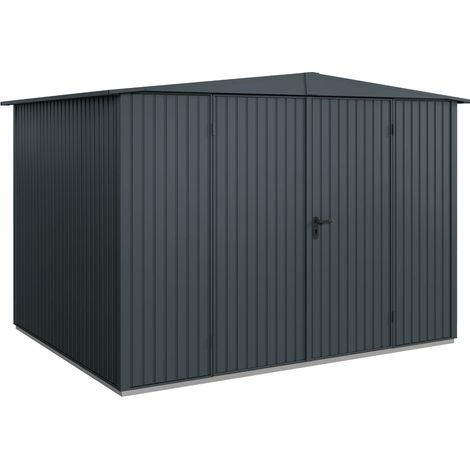 Hörmann Metall-Gerätehaus Berry Classic mit Satteldach Typ 3, 324 x 248 cm, anthrazitgrau, 8 m², 2-flüglige Tür (1/5)