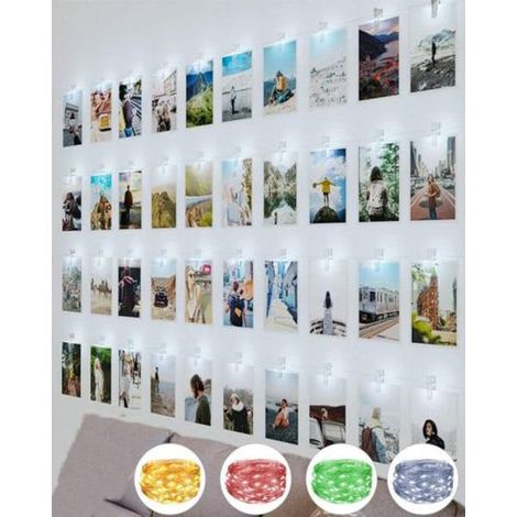 Guirlande lumineuse LED à pinces photo pour décoration de chambre, 10 m, 100 LED multicolores (1/4)