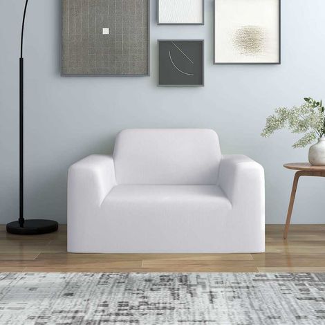 vidaXL Housse extensible de canapé Blanc Jersey de polyester (1/5)
