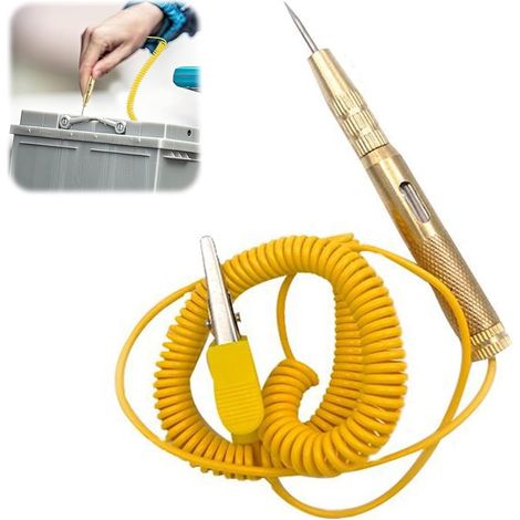 Lampe Temoin Mecanicien 6V 12V 24V,Testeur de Circuit Electrique Voiture Testeur Fusible,Stylo Testeur de Tension,Fil à Ressort Rétractable, Feu Clignotant LED Bicolore,Conducteur en Cuivre Pur (1/5)